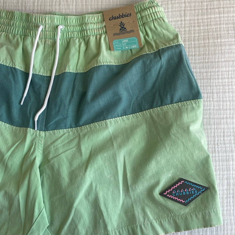 Chubbies Mint and Teal Swim Shorts Vintage Wash